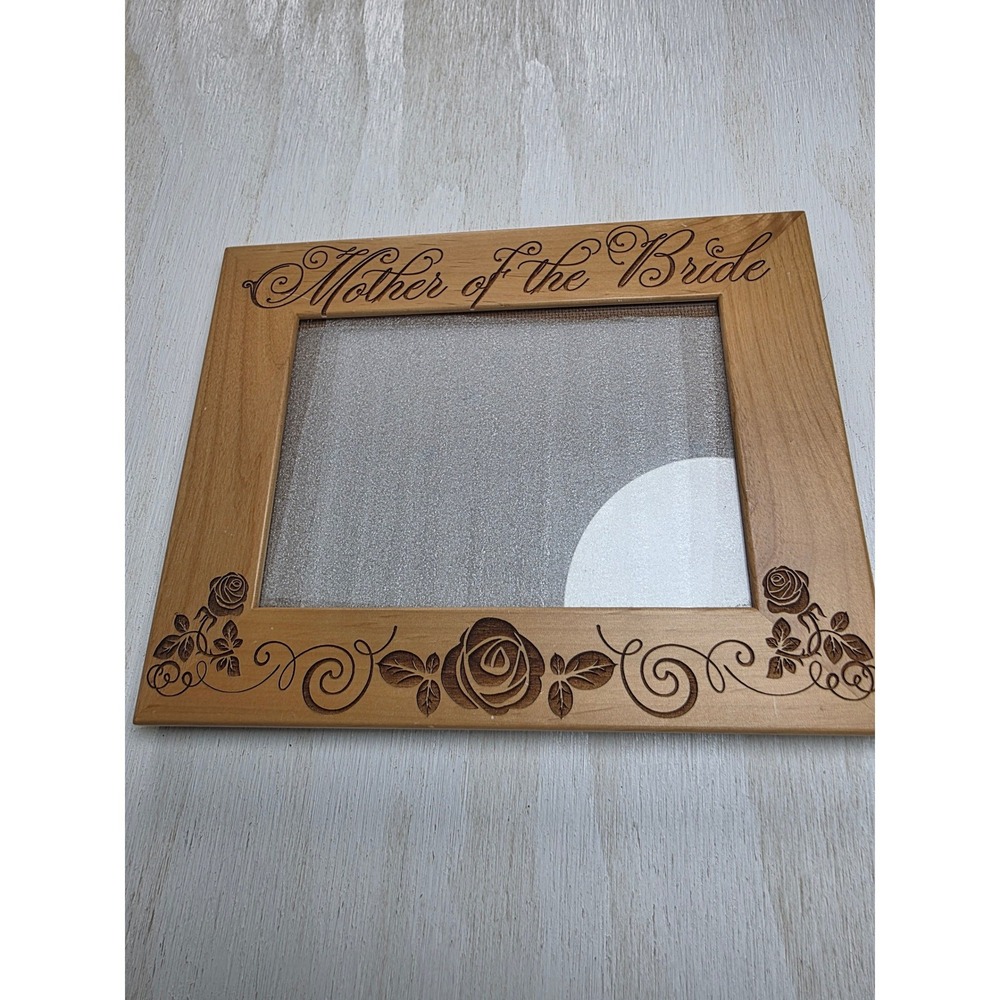 Kate Posh Mother of the Bride Wood Picture Frame Engraved Roses 4x6 Wedding Gift